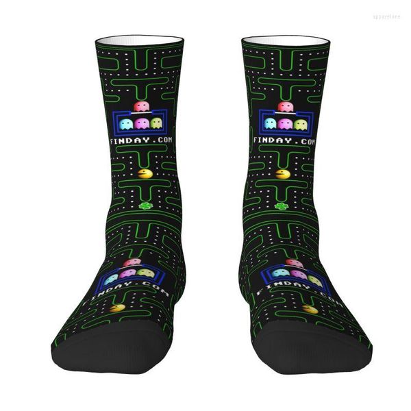 Herrensocken, lustiges Herren-PacMan-Doodle-Arcade-Game-Kleid, Unisex, warm, bequem, 3D-gedruckte Crew