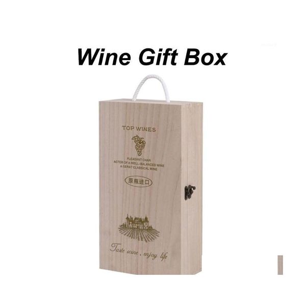 Geschenkverpackung Weinkiste aus Holz mit doppeltem Flaschengurt, Kisten, Muschel, Heimdekoration, Größe 35 x 20 x 10 cm, Standard-750-ml-Flaschen, rustikal, massiv, Xj1 Dhogq
