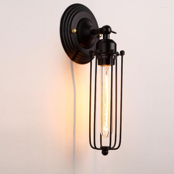 Lâmpada de parede retro rotação de ferro forjado da sala de iluminação hardware decoração decoração de noite macia luz