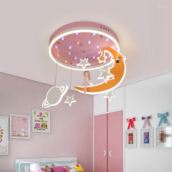 Avizeler Nordic Catoon Moon Star Led Chandelier Aydınlatma Çocuklar için Bebek Odası Tavan Oturma Yatak Odası