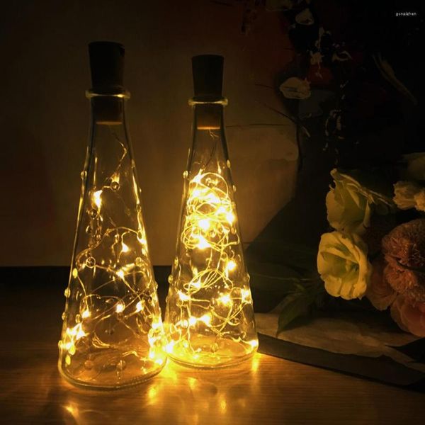 Strings Solar Light String Lights Garrafa de vinho com cortiça Starry Fairy Copper Wire Stopper