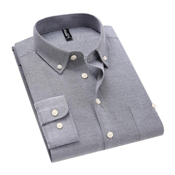 Männer Casual Hemden Herbst Button Mann Hemd Männer Langarm Mode Regular-Fit Rosa Weiß Oxford Marke Kleidung 4XL 5XLMen's