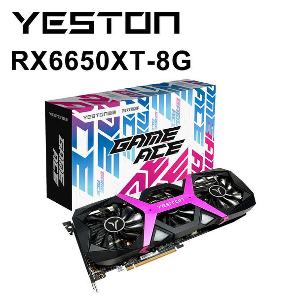 YESTON Nuovo RX6650XT-8G Scheda grafica da gioco da 8 GB 2410-2635 MHz 128 bit GDDR6 PCI-E 4.0 Memoria 3 Ventola di raffreddamento Scheda video GPU