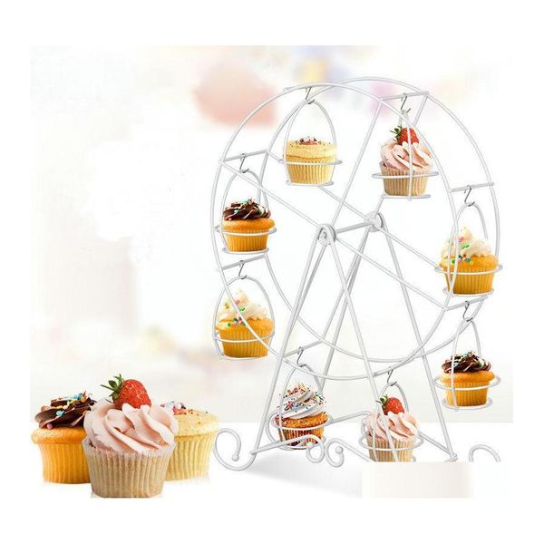 Backgeb￤ckwerkzeuge 8 Tassen Metall Riesenrad Cupcake Halter Kuchen Display Rack Hochzeits Geburtstagsfeier Dessert Dekor Tool Dro Dhpjd