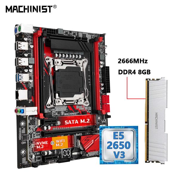 Machinist E5 RS9 Motherboard Combo Set Set Kit с Xeon E5 2650 V3 LGA 2011-3 процессор процессора и DDR4 2666 МГц 8 ГБ ОЗУ памяти