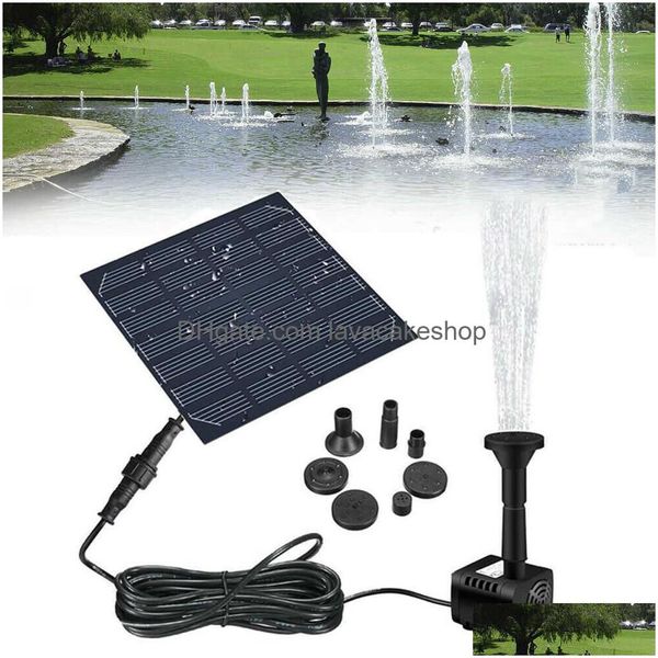 Gartendekorationen Solarpanel angetriebener Wasserbrunnen Pool Teich Sprinkler Sprayer mit Pumpe 3 Sprühköpfe Y0914 Drop Lieferung nach Hause P Dh9F3