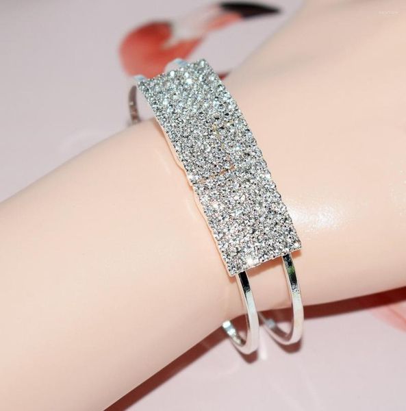 Bracciale TREAZY Braccialetti aperti in cristallo con strass placcati oro argento per gioielli da sposa di moda geometrica da donna