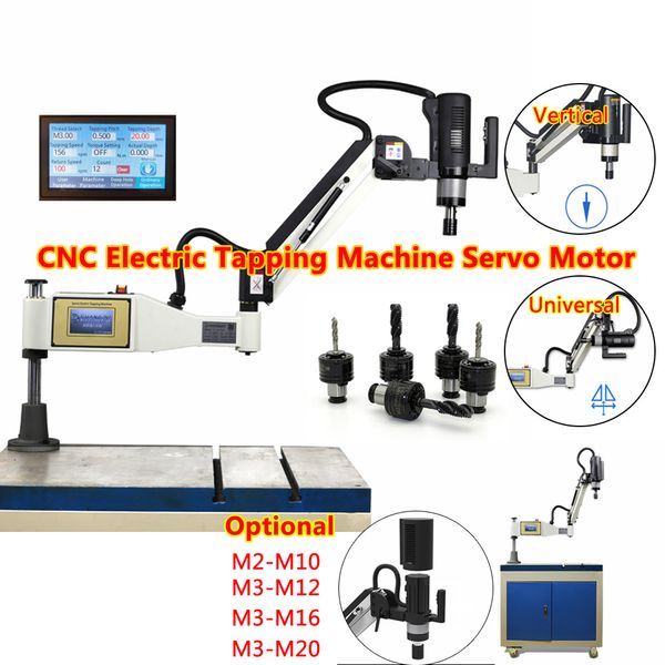 M3-M20 ce cnc máquina de rosqueamento elétrico servo motor vertical tipo universal seringueiro perfuração fácil braço ferramentas elétricas com mandris iso