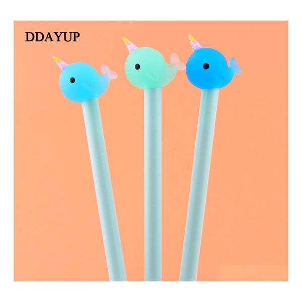 Jel Pens 2 PC/Lot sevimli kawaii narwhal kalem imzası Escolar Papelaria Okul Ofisi Tedarik Promosyon Hediyesi Damla Teslimat İş Dhdde