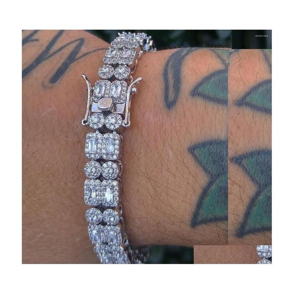 Braccialetti con ciondoli Iced Out Bling Gioielli da uomo Micro Pave 5A Cubic Zirconia a forma geometrica Cz Cluster Bracciale tennis per uomo Drop Del Dhcuq