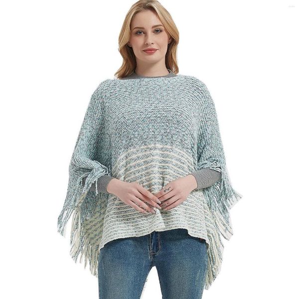 Schals Frühling Herbst Eine Linie Kragen Weibliche Pullover Mantel Mode Split Dame Quaste Schal Warmer Schal Poncho Capes Khaki