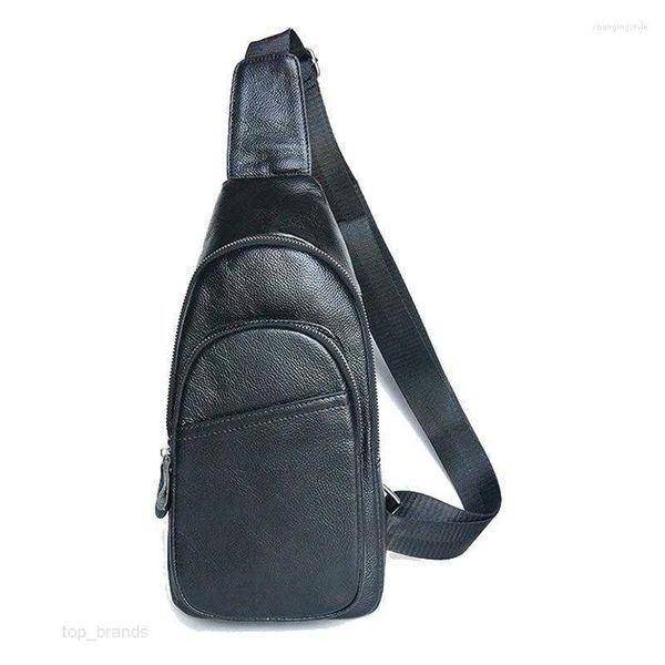 Bel Çantaları Erkekler Göğüs Çantası Üst Katman İnek Deri Deri Sıradan Omuz Erkek Crossbody Half Moon Seyahat Çantaları Messenger Top