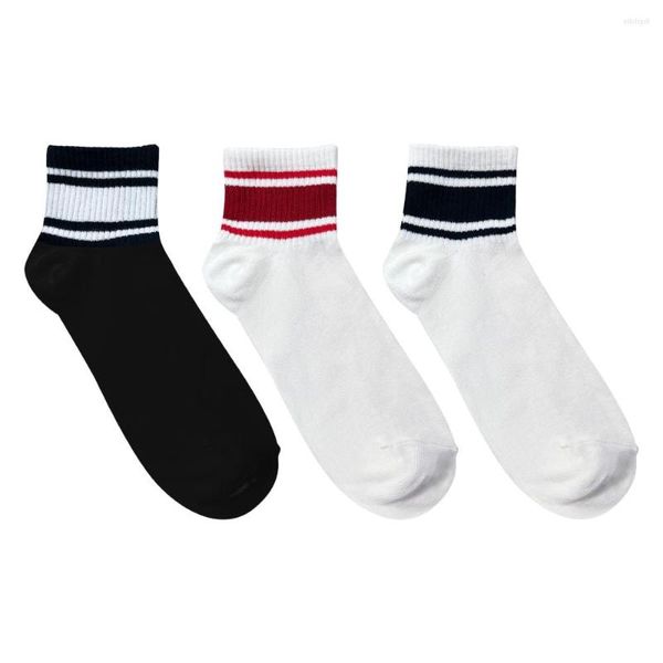 Herrensocken, Baumwolle, gestreift, sportlich, Sport, Laufen, Retro, niedlich, passende Schulmannschaft für Männer, 3 Paar