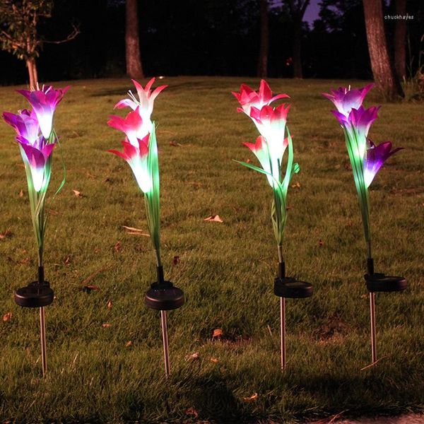 Solar Blume Licht Lilie Rasen Lampe Led Garten Terrasse Dekoration Stehlampen Lichter Im Freien Wasserdichte Künstliche Blumen