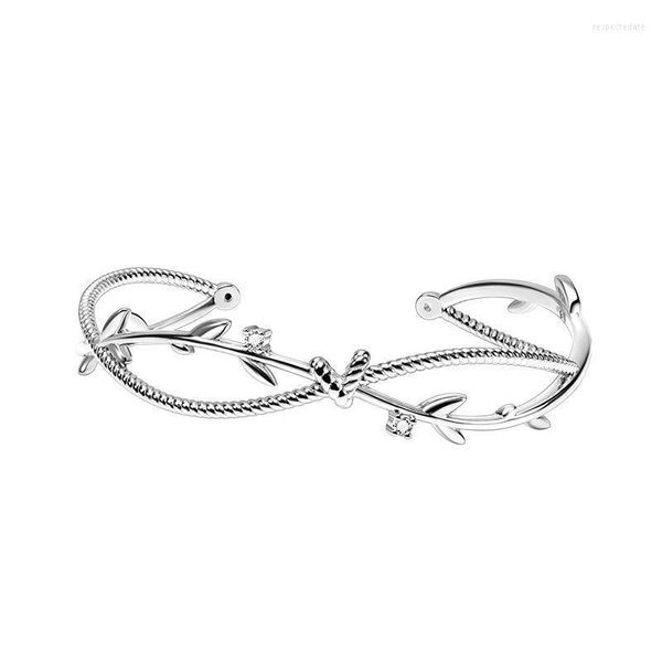 Pulseira 2023 ramo broto cruzado pulseira pulseira simples moda simples prata charme aberto jóias diárias de festas femininas