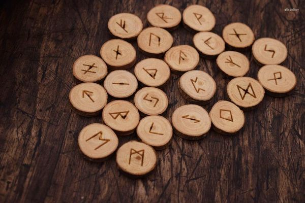 Kolye Küpe Seti Viking Rune Ahşap Elder Futhark Runic Alfabe Ahşap