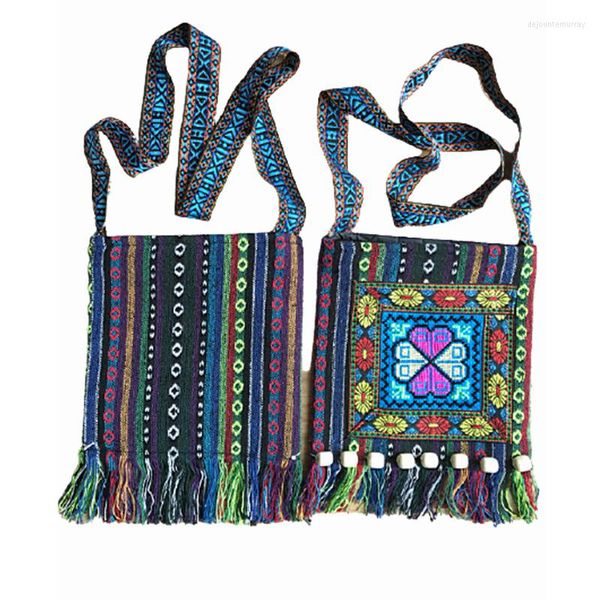 Bolsas de noite bolsa shouder women women exclusivo bordado étnico de ombro vintage boho hippie borla com bolsa floral bordado zíper bordado floral