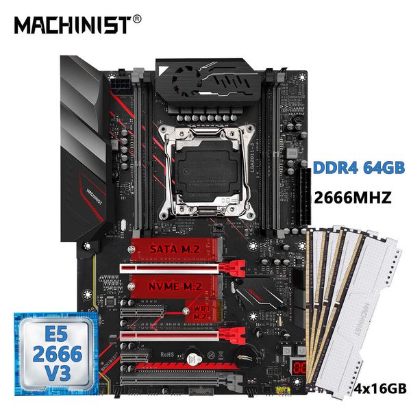 MACHINIST MR9A PRO MAX LGA 2011-3 Motherboard Combo Set Kit mit Xeon E5 2666 V3 CPU und DDR4 64GB RAM ATX B85 Chip