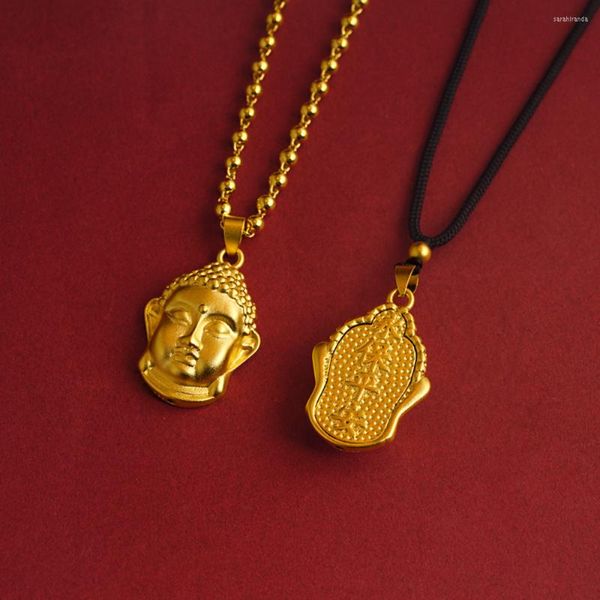 Colares de pingentes colar masculino 24k ouro hole hollow não mudar cor amitabha orar fé mulheres amulet jóias presentes