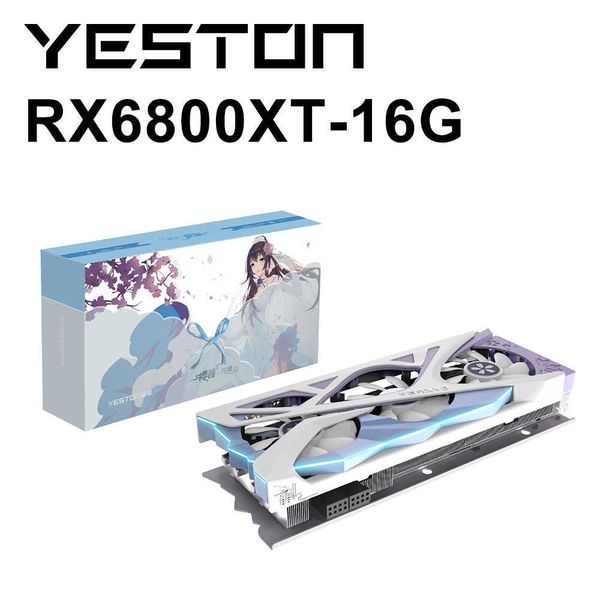 Yeston New RX6800XT 16GB RX 6800 XTT CARTA GRÁFICA GDDR6 16G 256BIT 7NM CARTO DE VÍDEO DE VÍDEO RGB Computador Desktop GPU Placa de Vdeo