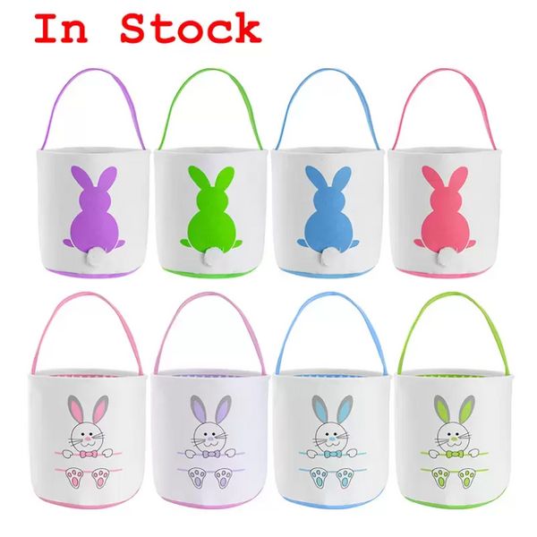 Cesto di Pasqua all'ingrosso Festive Cute Bunny Ear Bucket Creative Candy Gift Bag Easters Rabbit Egg Tote Bags Con coda di coniglio 27 Styles 0105