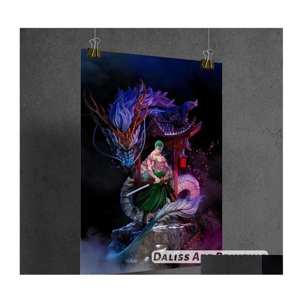 Dipinti su tela One Piece Zoro Wano Paese Immagini Decorazione domestica Poster Stampe Hd Wall Art Modar Soggiorno Incorniciato Drop Delive Dhstr