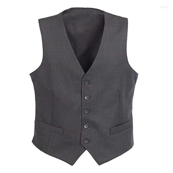 Gilet da uomo Grigio Borgogna Nero Gilet da uomo Gilet da lavoro solido Giacca formale Slim Fit Gilet Homme per Groosmen Uomo Matrimonio