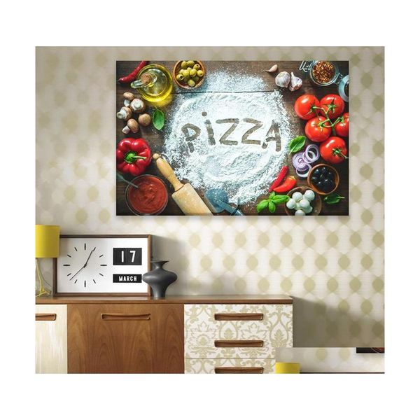 Gemälde Küche Malerei Kunst Wandbilder Pizza Essen Drucken Modernes Bild Gewürz Poster und für Wohnzimmer Dekor Drop Deliver Dh6Dy