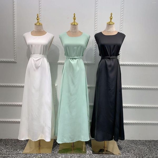 Ethnische Kleidung, neuestes islamisches ärmelloses Unterkleid, hohe Taille, muslimisches Dubai, modernes Abaya, Damen-Türkei-arabisches Kleid