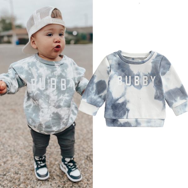 T-shirt FOCUSNORM 0 3Y Autunno Casual Baby Boys Felpa Top Lettera Tie Dye Stampa manica lunga Pullover Outwear 230106