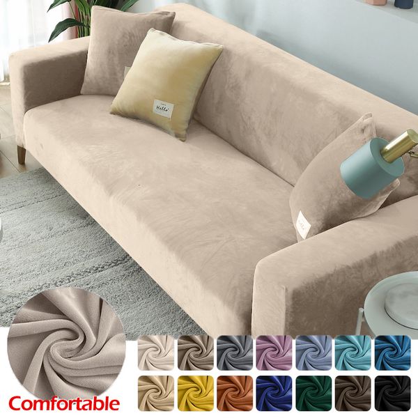 Chaves de cadeira Sofá de tecido de veludo para sala de estar Pluxh Stretch Slipcover Shopsing Couch Protecção a frio 230105