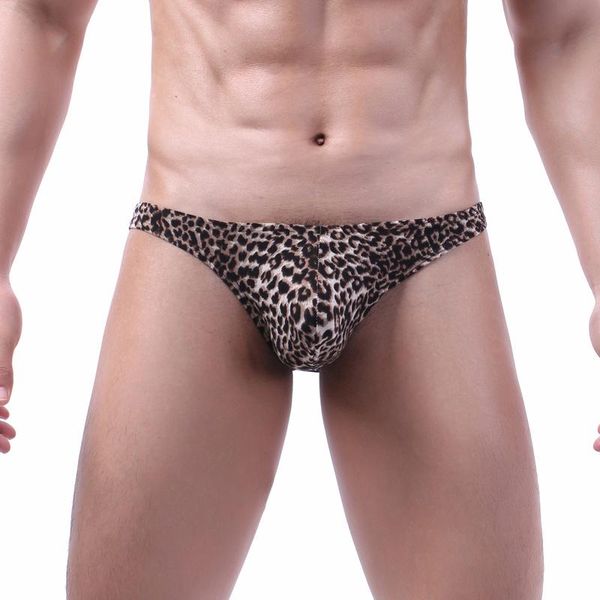 Mutande 3 Pz/lotto Leopardo Stampato Biancheria Intima Sexy del Mens Backless Bikini Slip Gay Bulge Pouch Cueca Lingerie Uomo Mutandine e boxer