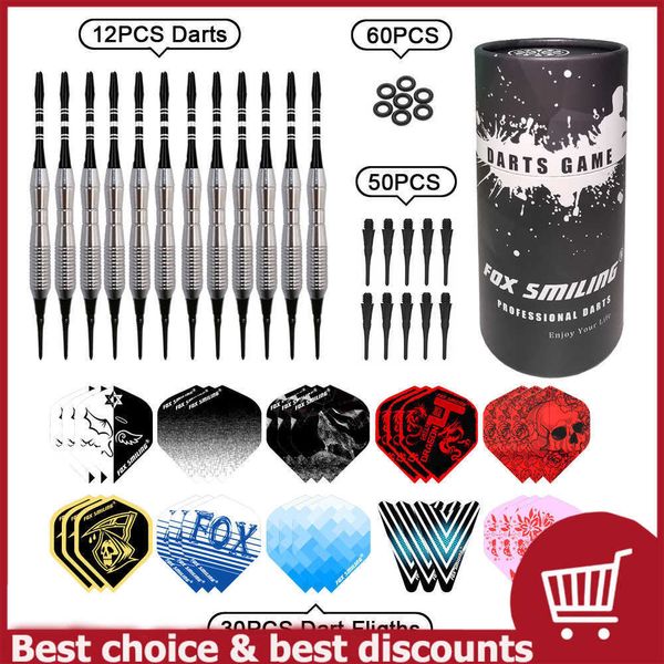 Darts 12pcs Dart 18G Dica macia Segurança eletrônica Darts Eixo de alumínio com acessórios de dardo Conjunto 0106