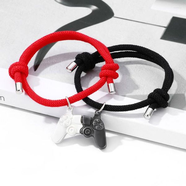 Braccialetti a maglie 1 paio di console di gioco di moda con manico per coppia, magnete, pietra, fascino, regalo di San Valentino per uomini e donne