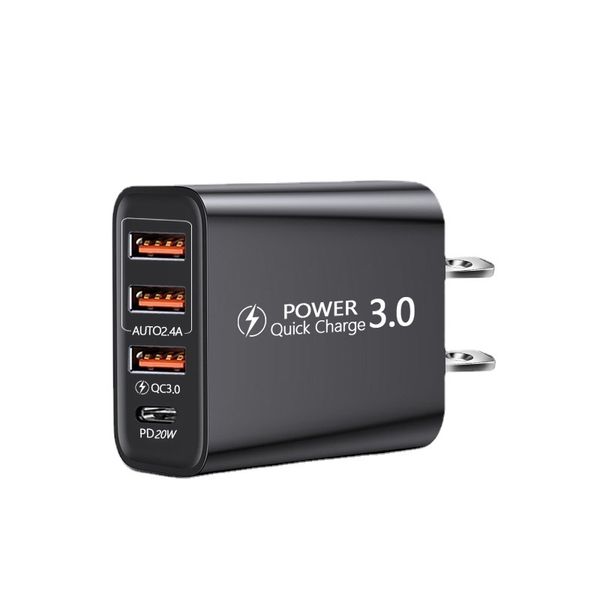 Seyahat Şarj Cihazı 3 USB bağlantı noktaları ve Type PD QC3.0 Duvar Güç Adaptör Hızlı Şarj 5V 2.4a US AB Fişi Ev Dock Chargers Huawei Samsung Galaxy Note LG Tablet