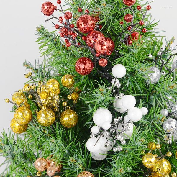 Fiori decorativi Fiore artificiale Stami Rami di perle Bacca mista Per la decorazione di nozze Albero di Natale Appeso Ornamento Ciondolo di Natale