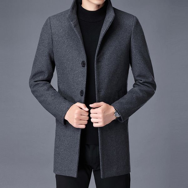 Мужская шерстяная смеси с длинным пальто мужчина модная пиджак Осенний зимние куртки Мужские перегородки плюс размер 3xl 4xl 230105