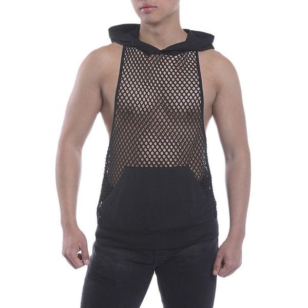 Canotte da uomo Costumi sexy Fishnet See Through Top Muscle Workout T Shirt Mesh T-shirt trasparenti