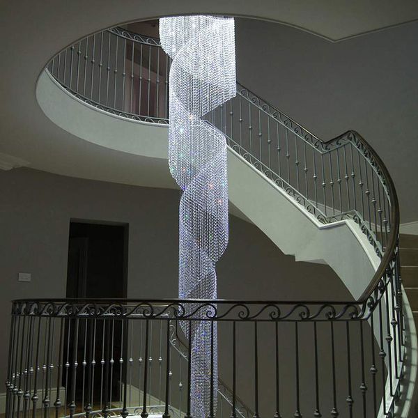 Longo de cristal moderno lustres de cristal acelerar ledel lustre de luxo americano escadas de luxo vila europeia iluminação de loft de villa interior europeia