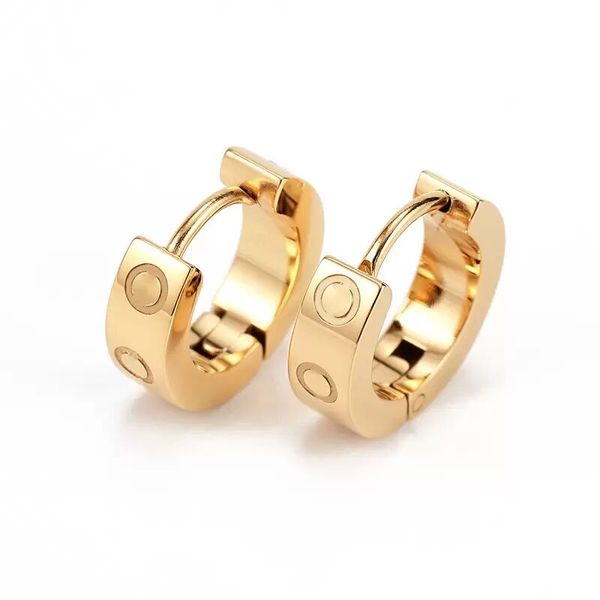 Orecchini a cerchio in argento Orecchini in oro rotondi Acciaio al titanio 18 carati rosa Orecchini in oro con perno per donna squisita semplice moda orecchini con diamanti da donna gioielli regalo2024