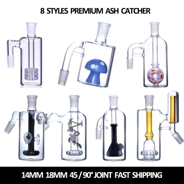 8 Stile Bong Aschefänger Shisha Großhandel 14mm 18mm 45/90 Grad Gelenk einzigartiges Glas Raucherzubehör