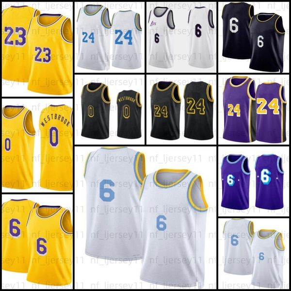 2022 New Los Basketball Jersey Angeles S-XXL Lakeres LeBron 23 6 Джеймс Рассел 0 Уэстбрук Кармело 7 Энтони Энтони 3 Дэвис