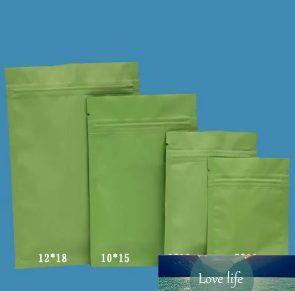 Borsa a chiusura lampo in alluminio piatto verde opaco di fascia alta Borsa richiudibile con cerniera Zucchero Sale Snack Frutta a guscio Tè e caffè 500 pezzi