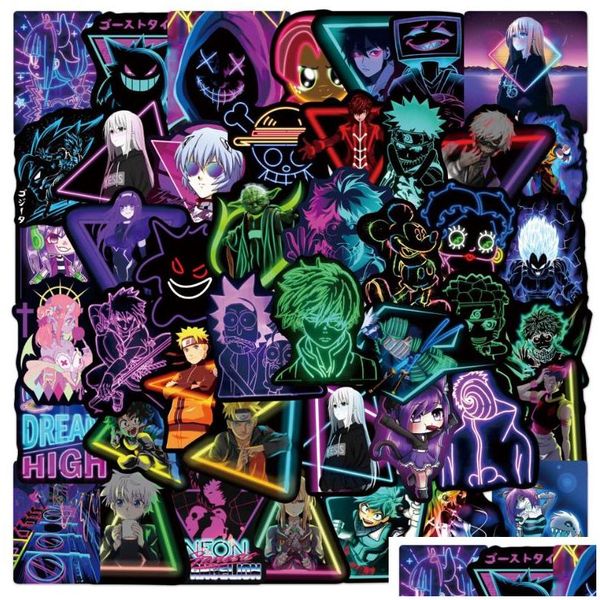 Araba Çıkartmaları 50 PCS/Lot Neon Sticker Mix My Hero Academya Graffiti Bilgisayar Telefon Bisiklet Dizüstü Bilgisayar Serin Su Geçirmez Damla Dağıtım Mobilleri M DHVS5