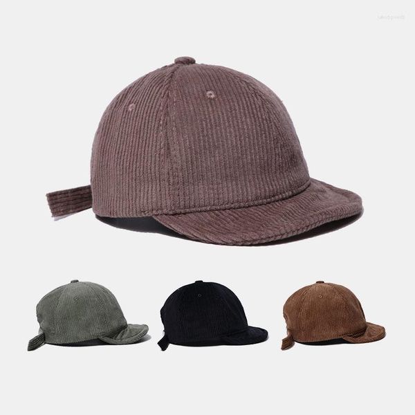 Ballkappen, Cord, kurze Krempe, einfarbig, verstellbar, für Herren, Baseballkappe, Sonnenschutz, weiches Dach, Frühling, Herbst, Outdoor, Papa-Hut, Snapback