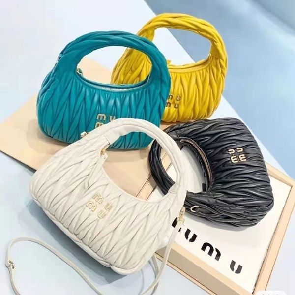 Tasarımcı Under Equo Hobo Çanta Saten Mini Çantalar Miu Gezinir Lüks Kadın Çiftleri Omuz Kayışı Tote Fermuar Crossbody Çanta ile Debriyaj Çanta Orijinal Deri Çantalar