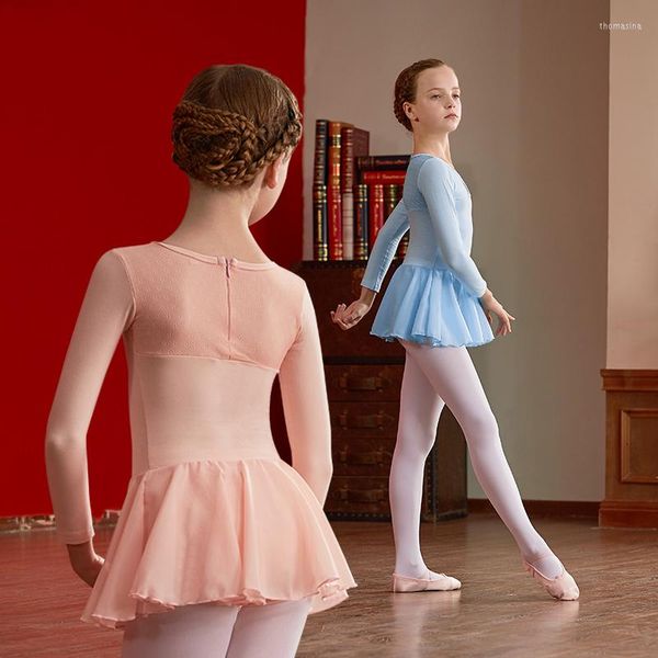 Bühnenabnutzung Ballettkleid Mädchen Fancy für Mädchen Langarm Tanztrikot Klassischer Kostümrock Ballerina-Kleidung