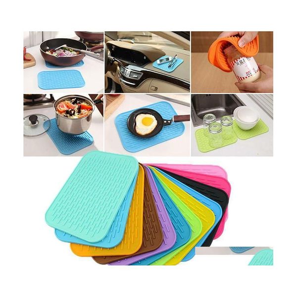 Mats Pads Sile Insation Tovaglietta da cucina Presina da tavolo Tappetino resistente al calore Bollitore Pad Car Phone Antiscivolo Addensare Sottobicchiere Dbc Dh12 Dh0C6