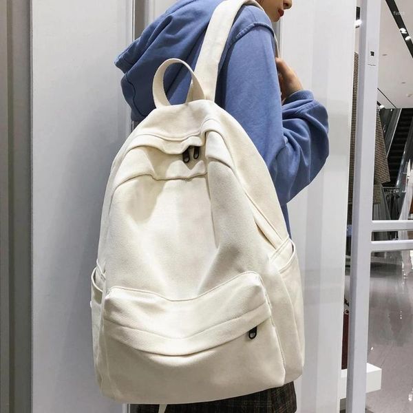 Backpack School Feminino White Kawaii Women Cotton Canvas Bag Teenage Girl Backpacks Fashion Ladies Satchel Drop