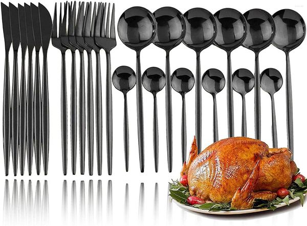 Conjuntos de utensílios de jantar 24pcs Conjunto de talheres de aço inoxidável